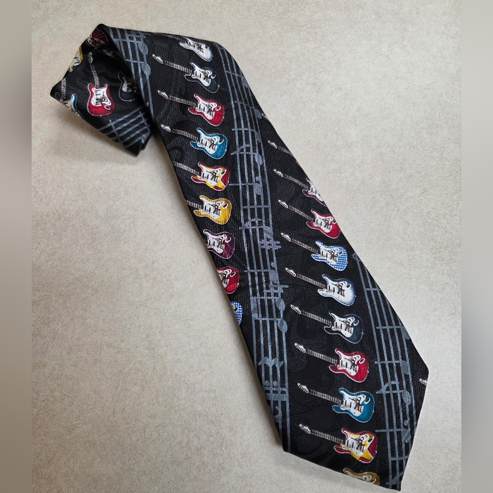 Steve Harris Black With Multiple Electric Guitar Neck Tie